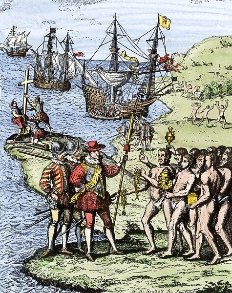 EXPL2A-00004. Expedition of Christopher Columbus landing at Hispaniola, 1492.