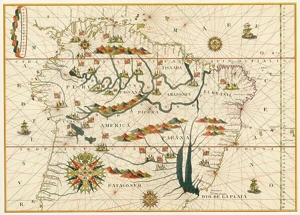 EXPL2A-00021. Map of South America from the Spanish atlas executed at Messina