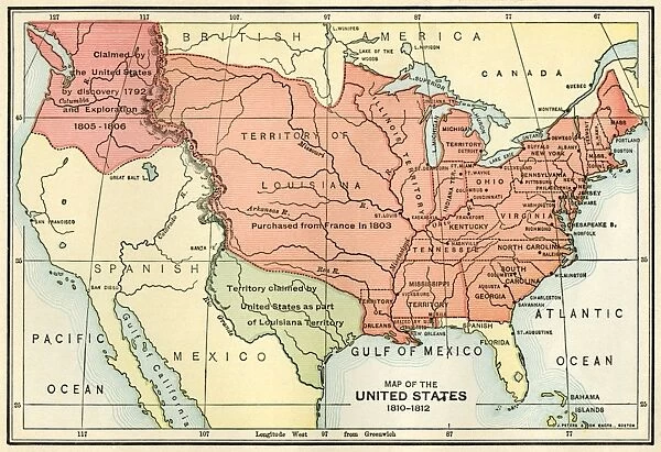 EXPL2A-00038. Map of the U.S. boundary disputes with Spain and Great Britain, 1810-1812.