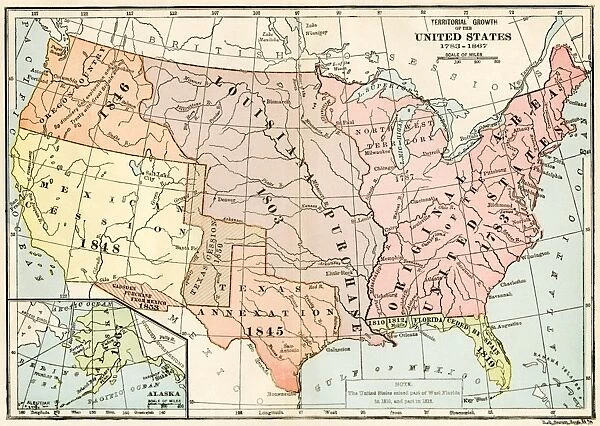 EXPL2A-00041. Map of territorial growth of the United States from 1783-1867.