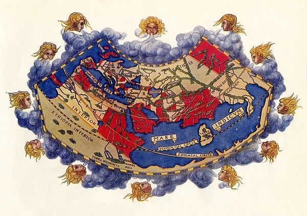 EXPL2A-00061. Ptolemys world map, circa 150 AD, from the edition of 1472.