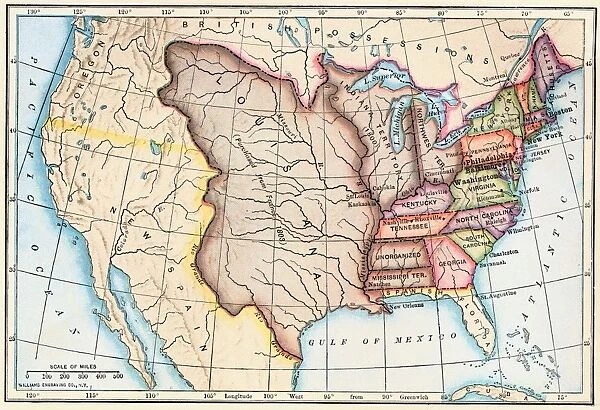 EXPL2A-00062. Map of the Louisiana Purchase as understood in 1803