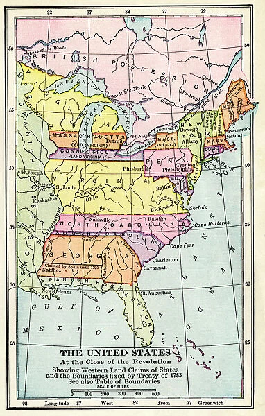 EXPL2A-00164. Map of the United States at the close of the American Revolution, 1783.