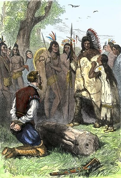 EXPL2A-00182. Pocahontas appeals to Powhatan to spare John Smiths life