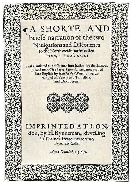 EXPL2A-00251. Title page of the London edition of Jacques Cartier's book