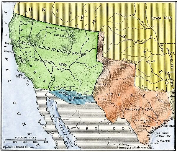 EXPL2A-00265. Map of the territory ceded by Mexico to the US after the