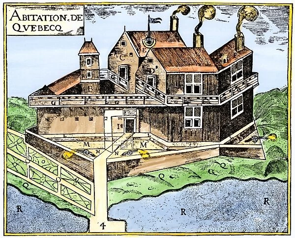 EXPL2A-00295. Champlain's Quebec fort, 1613, showing the dwellings 