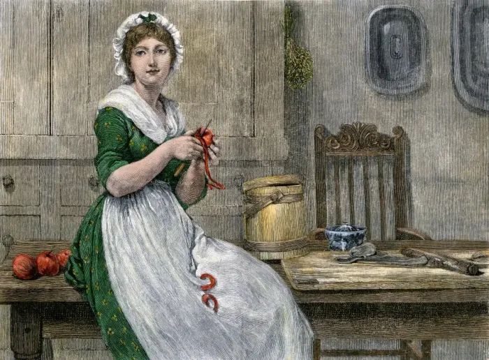 Framed Print : Farm woman paring apples to make dumplings Framed Print : Farm woman paring apples to make dumplings