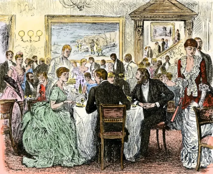 Framed Print : Fashionable supper party, 1880s Framed Print : Fashionable supper party, 1880s