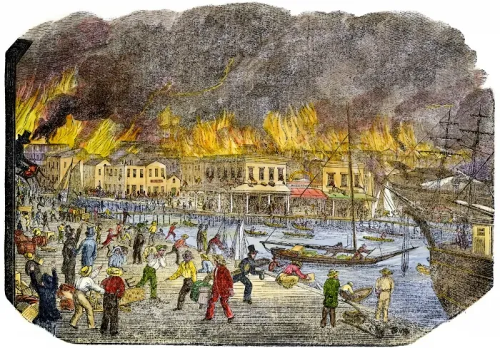 Framed Print : Fire in San Francisco, 1851
