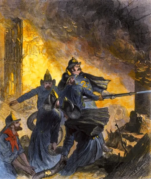 Framed Print : Firefighters in the 1870s