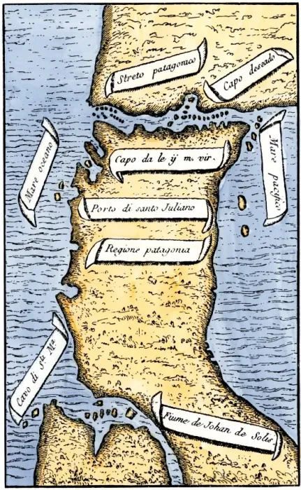 Framed Print : First map of the Strait of Magellan from Magellans circumnavigation of Framed Print : First map of the Strait of Magellan from Magellans circumnavigation of