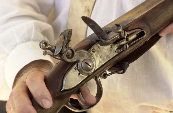 Framed Print : Flintlock gun