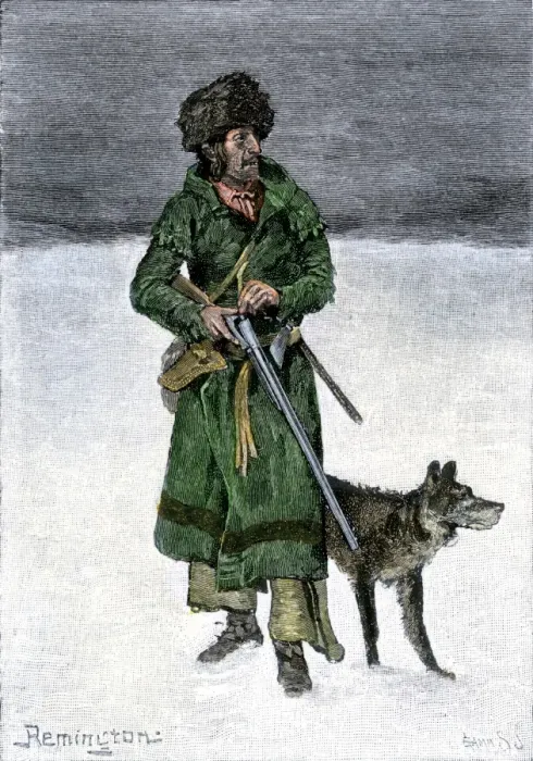 Framed Print : French-Canadian trapper in the snow Framed Print : French-Canadian trapper in the snow