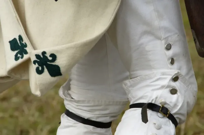 Framed Print : Detail of French soldiers uniform at a reenactment on the Yorktown Battlefield