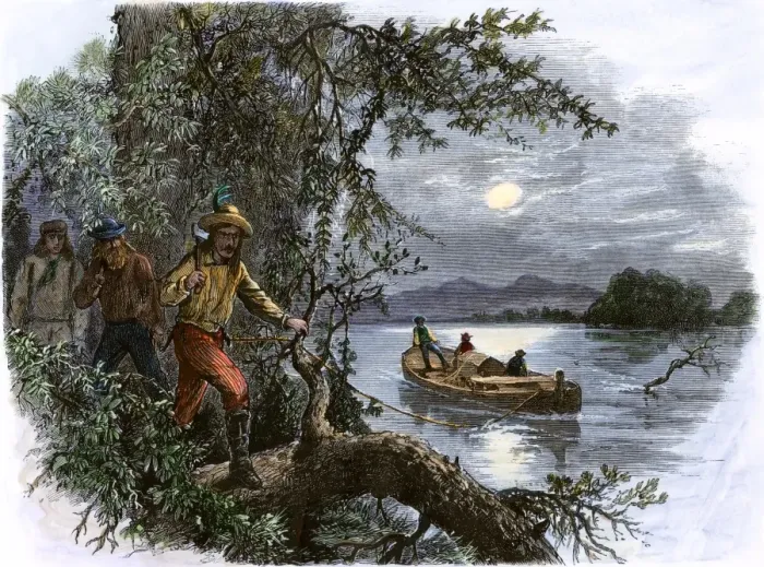 Framed Print : Frontiersmen on the upper Missouri River, 1800s Framed Print : Frontiersmen on the upper Missouri River, 1800s
