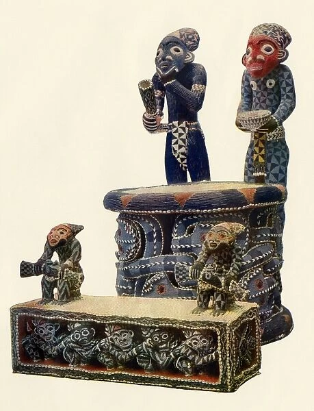 GAFR2A-00003. Chief's throne inlaid with ebony and ivory, Cameroons.