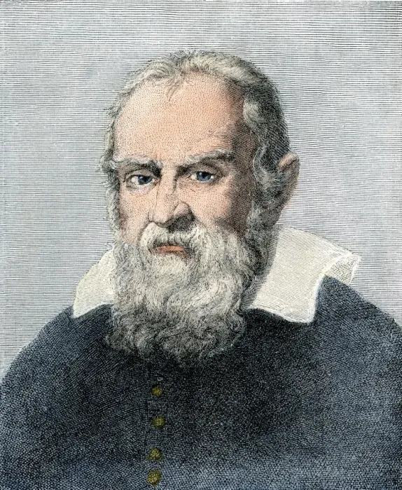 Framed Print : Galileo Galilei. Hand-colored 19th-century woodcut