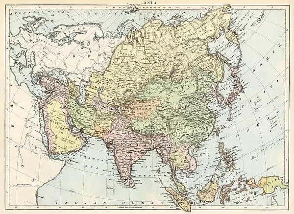 GASI2A-00005. Map of Asia, circa 1870.. Printed color lithograph, 19th century