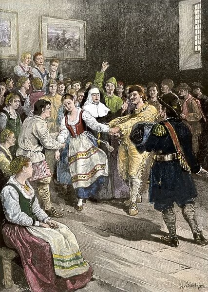 GCAN2A-00012. French-Canadians enjoying a dance in early Quebec.