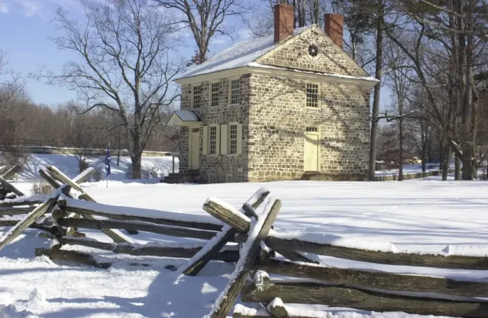 Framed Print : General Washingtons headquarters at Valley Forge during winter encampment Framed Print : General Washingtons headquarters at Valley Forge during winter encampment
