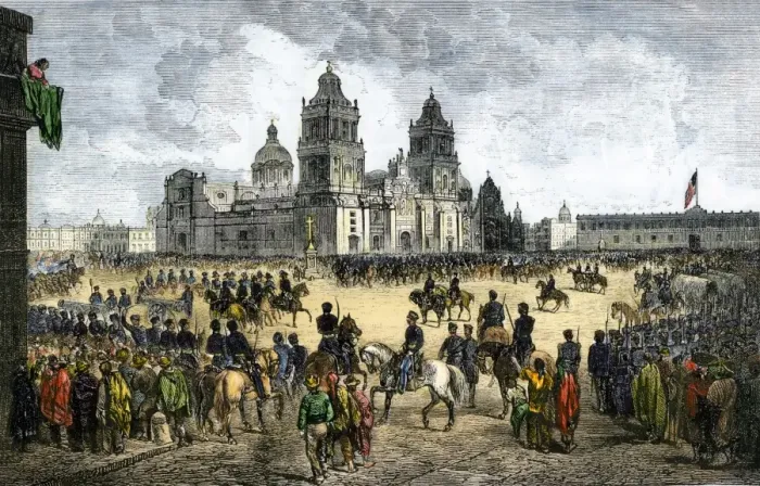 Framed Print : General Winfield Scott leads US forces into Mexico City to end the US-Mexican