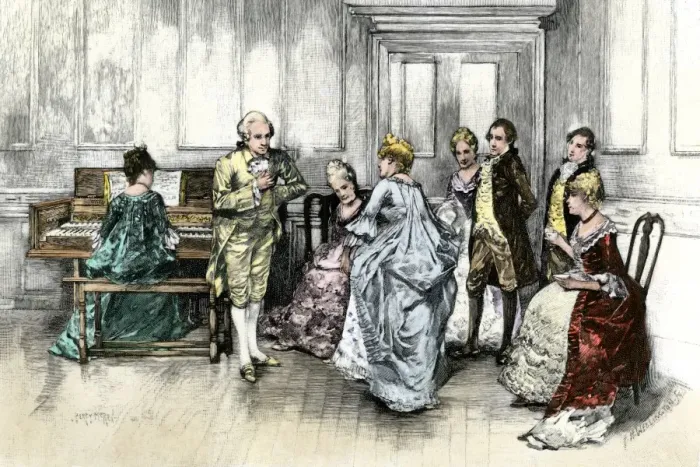 Framed Print : George Washington dancing a minuet at Sally Fairfaxs home in colonial Virginia Framed Print : George Washington dancing a minuet at Sally Fairfaxs home in colonial Virginia
