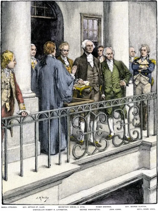 Framed Print : George Washington inaugurated as the first US President Framed Print : George Washington inaugurated as the first US President