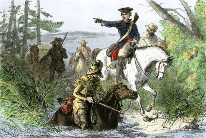 Framed Print : George Washington leading an expeditionary force to western Pennsylvania in Framed Print : George Washington leading an expeditionary force to western Pennsylvania in