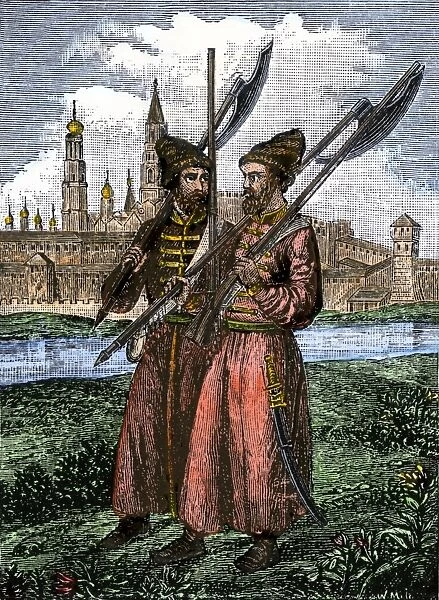 GEUR2A-00121. Russian palace guards, or Streltsi, of the time of Peter the Great.