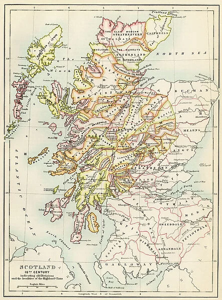 GGBR2A-00076. Map of Scotland in the 1520s, showing territories of the Highland Clans.
