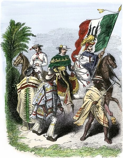 GLAT2A-00003. Mexican troops in the mid-1800s.