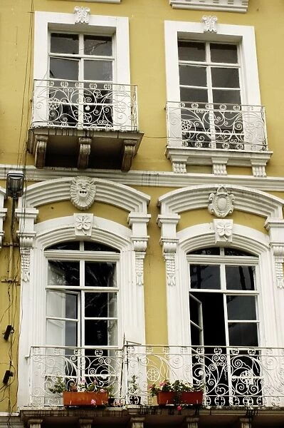 GLAT2D-00073. Windows and balconies in the Spanish colonial city of Cuenca, Ecuador.