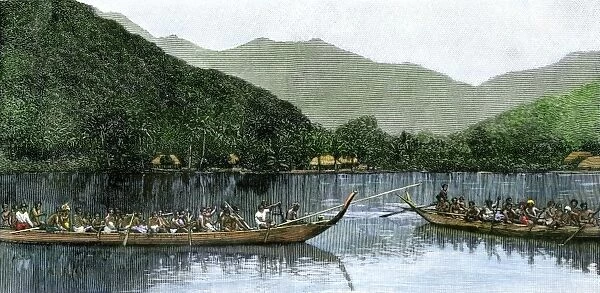 GPAC2A-00004. Native Samoan sea-canoes, 1800s.