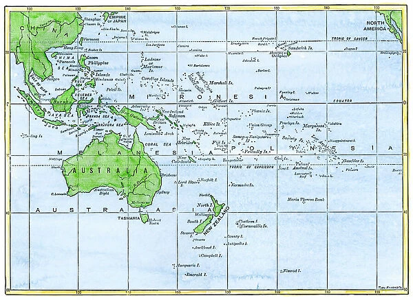 GPAC2A-00018. Map of the Pacific island groups, 1800s.
