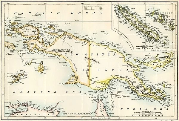GPAC2A-00023. Map of New Guinea and New Caledonia, 1870s.