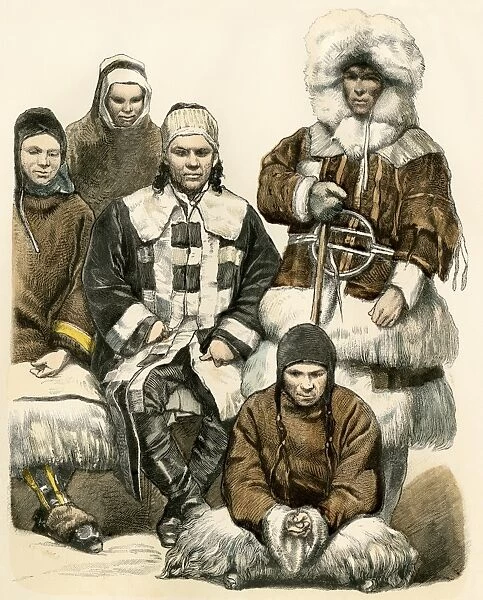 GUER2A-00130. Nomads of the Russian northern regions, 1800s.. Antique hand-colored print