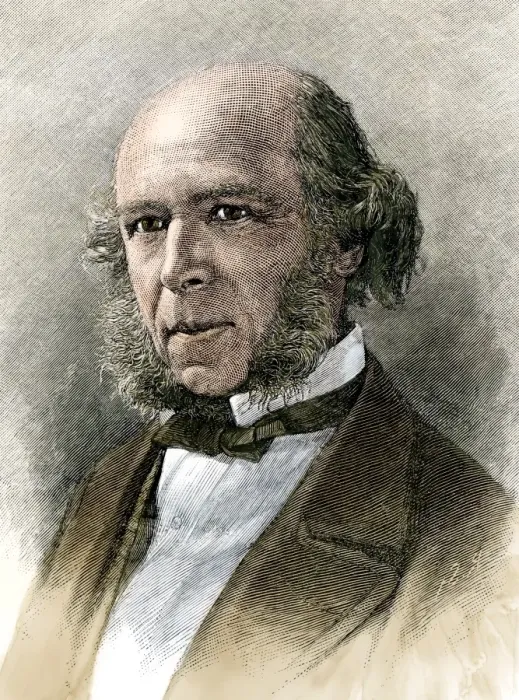 Framed Print : Herbert Spencer. Hand colored woodcut of an 19th century illustration Framed Print : Herbert Spencer. Hand colored woodcut of an 19th century illustration