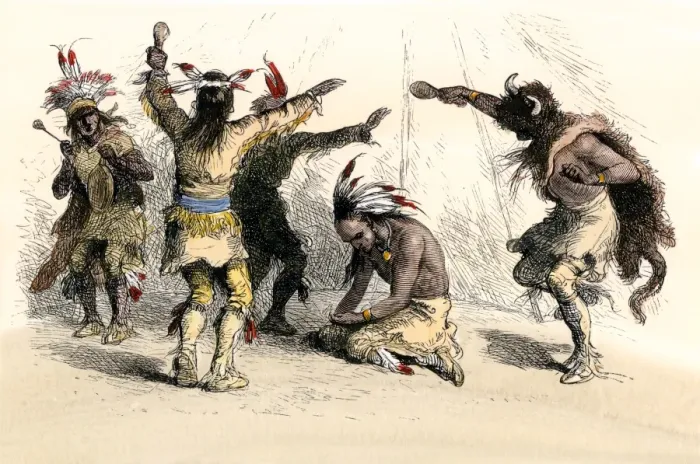 Framed Print : Hiawatha encircled by shamans in a ceremonial dance Framed Print : Hiawatha encircled by shamans in a ceremonial dance