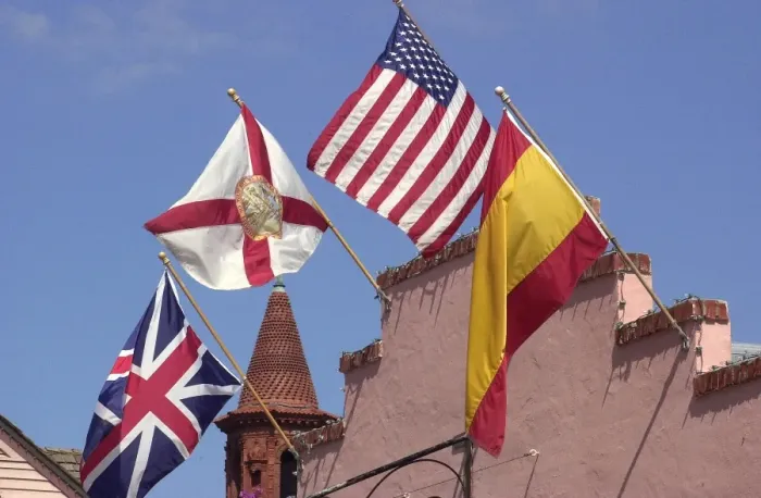 Framed Print : Historic flags in St. Augustine, Florida Framed Print : Historic flags in St. Augustine, Florida