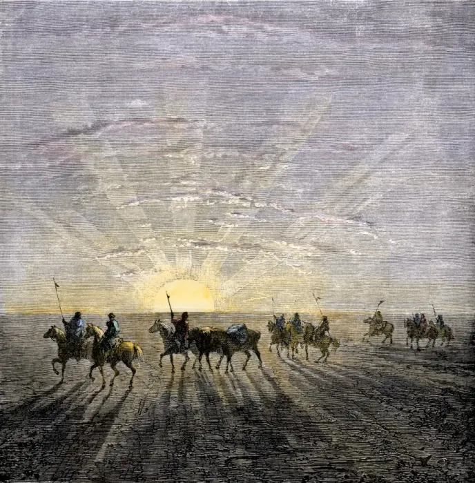 Framed Print : Horse caravan crossing the Gobi Desert Framed Print : Horse caravan crossing the Gobi Desert