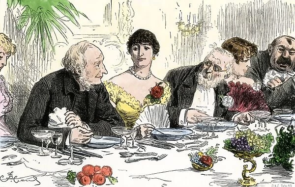 HOUS2A-00042. High society dinner guests conversing, 1880s.