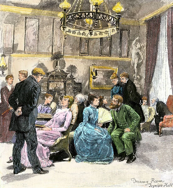 HOUS2A-00137. Reception in the Toynbee Hall dining room, England, 1890s.