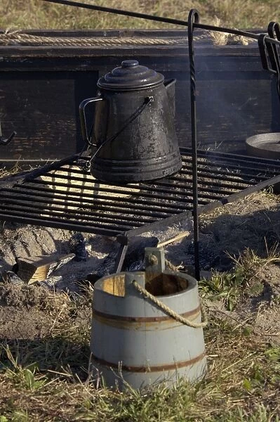 HOUS2D-00037. Camp coffeepot at a Continental Army reenactment