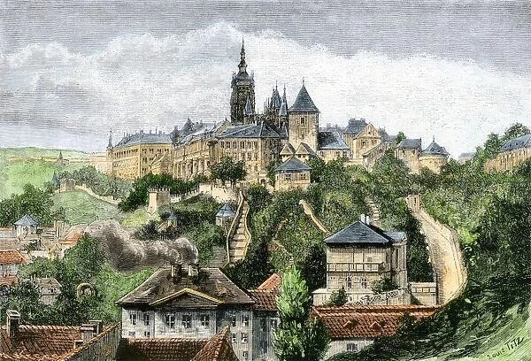 Hradschin Castle overlooking Prague, 1800s
