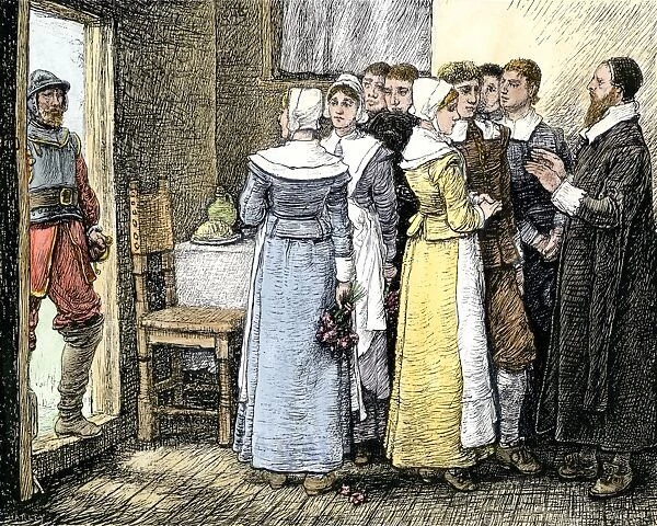 HSET2A-00051. Puritan wedding in New England, 1600s.