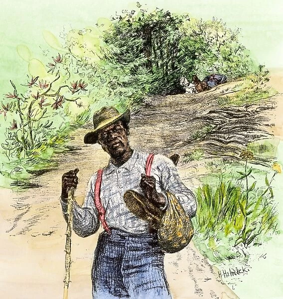 HUSG2A-00003. African-American man traveling on foot.