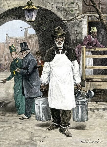 HUSG2A-00028. African-American oyster peddler in Baltimore, 1880s.