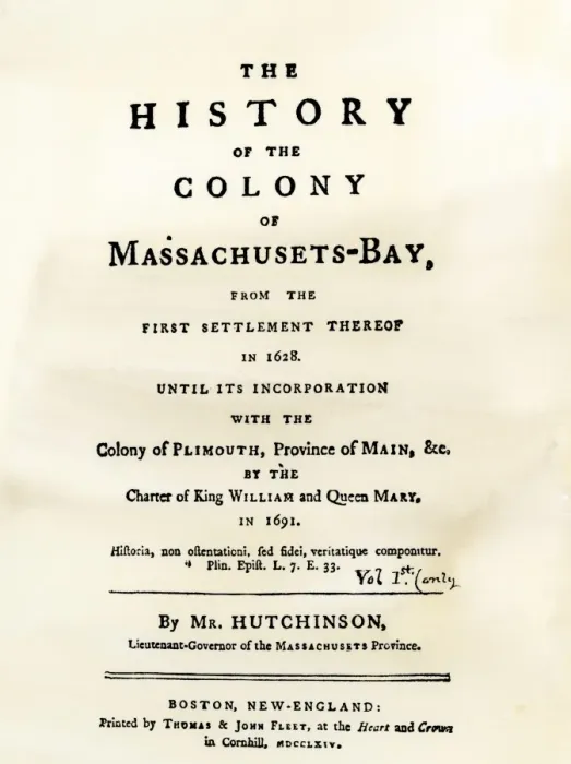 Framed Print : Hutchinsons account of Massachusetts Bay Colony in the 1600s Framed Print : Hutchinsons account of Massachusetts Bay Colony in the 1600s