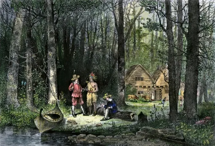 Framed Print : An idyllic log cabin home in North Carolina